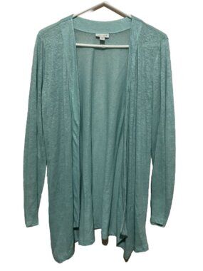 J. Jill Love Linen Small Women's Solid Blue Duster Jacket Cardigan Top